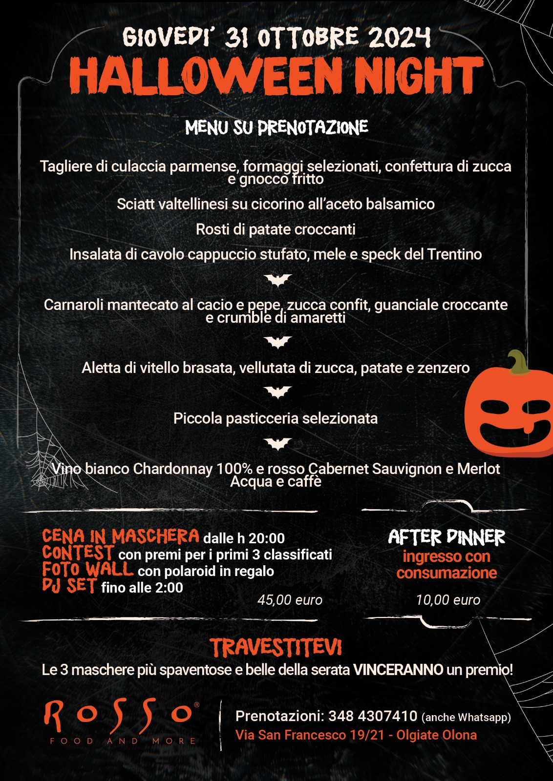 menu halloween rosso 2024